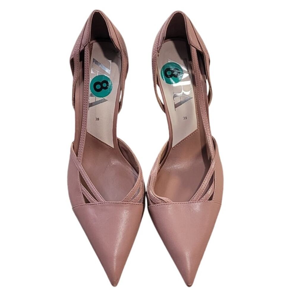 Zara Pointed Slingback Heels 39 Dusty Pink Nude Coquette Chic